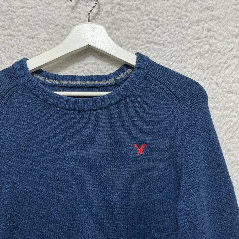 American Eagle Outfitters Men's S Blue Athletic Fit Sweater Elbow‎ Patch Logo